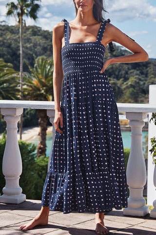 Smocked Tie-Strap Dress