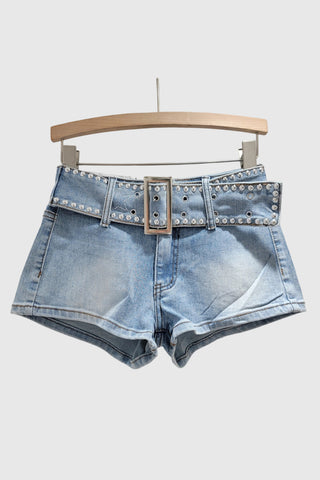 Studded Belt Casual Shorts