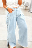 Studded Split Leg Wide Jeans