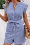 Button-Front Striped Romper