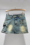 Embellished Denim Mini Skirt