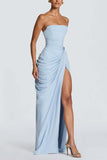 Strapless Evening Gown with Side Slit