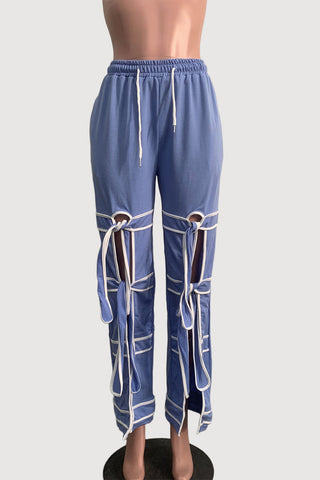 Tie-Detail Wide-Leg Casual Pants