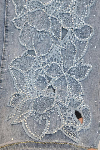 Floral Embellished Straight Leg Jeans