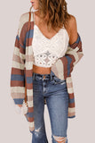Striped Open-Front Knit Cardigan