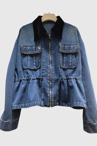 Embellished Pocket Zip-Up Jacket