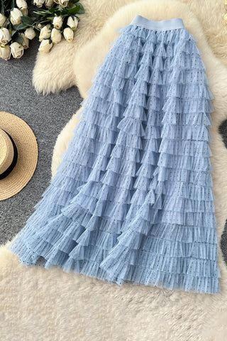 Layered Ruffle Maxi Skirt