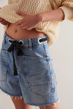 Lace-Up Denim Shorts