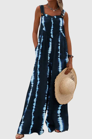 Leaf Print Wide-Leg Jumpsuit