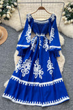 Printed Puff Sleeve Casual Dress
