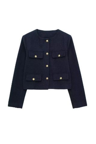 Buttoned Front Cropped Jacket