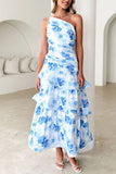 Floral One-Shoulder Casual Dress
