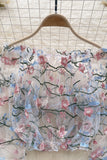 Floral Detail Mesh Blouse