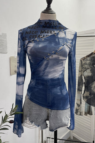 Asymmetrical Hook-Eye Detail Blouse