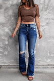 Distressed Flare Denim Jeans