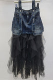 Denim Suspender Maxi Skirt