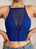 Strappy Mesh Panel Tank Top