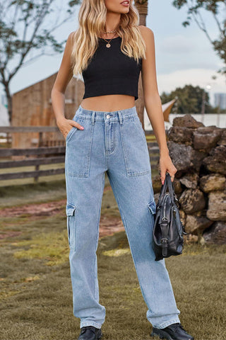 Utility Straight Jeans with Cargo Pockets