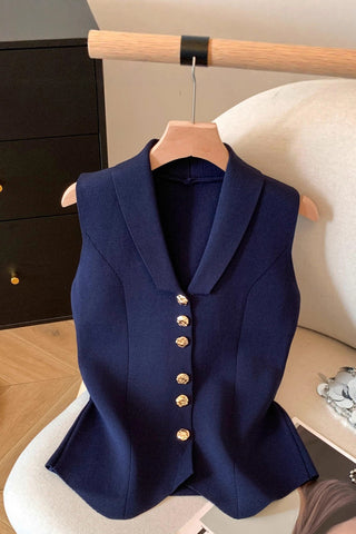 Elegant Button-Front Sleeveless Top