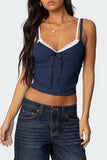 Lace-Trimmed Tie-Front Camisole