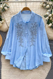Button-Front Floral Blouse