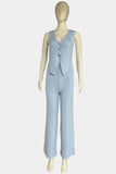 Sleeveless Button-Front Pants Set