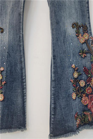 Floral Flare Denim Jeans