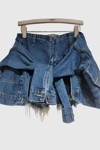 Stylish Button-Front Denim Skort
