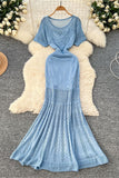 Open Knit Maxi Dress with Inner Slip