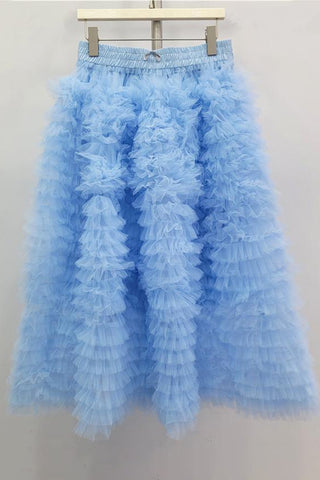 Ruffle Layered Midi Skirt