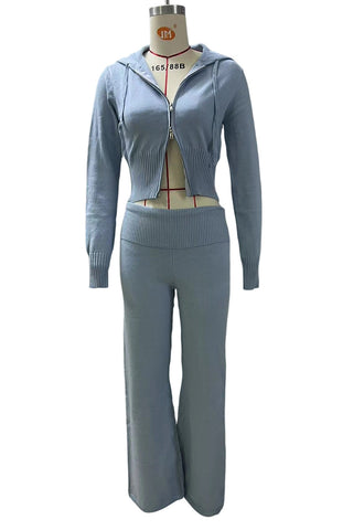 Knitted Two-Piece Flared Pant Set