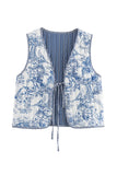 Patchwork Tie-Front Vest