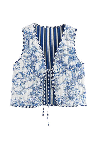 Patchwork Tie-Front Vest
