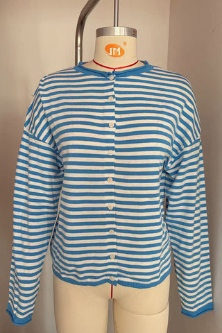Striped Button-Front Cardigan