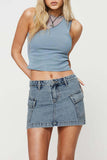 Pocket Denim Mini Skirt