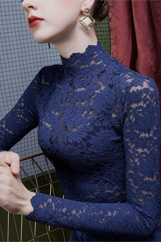 Elegant Lace Long-Sleeve Blouse