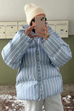 Striped Puffer Jacket with Shoulder Detail