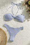 Striped Halter Bikini Set
