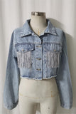 Fringed Cropped Denim Jacket