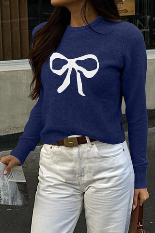 Bow-Accent Crewneck Sweater