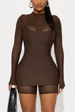Long-Sleeve Mesh Romper with Layered Dress Set