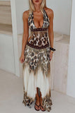 Halter-Neck Flowy Maxi Dress