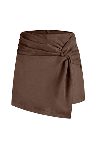 Asymmetric Ruched Wrap Skirt