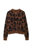 Button-Front Leopard Print Cardigan