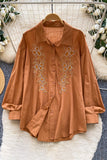Button-Front Floral Blouse