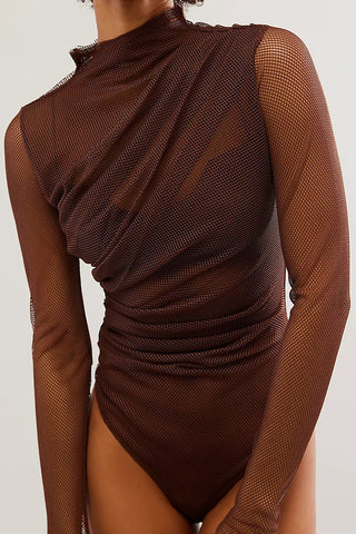 Mesh Detail Long-Sleeve Bodysuit