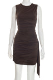 Ruched Sleeveless Evening Dress