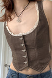 Lace-Trimmed Button-Front Vest