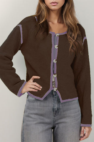 Button-Front Cropped Cardigan