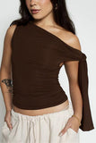 One-Shoulder Knotted Blouse